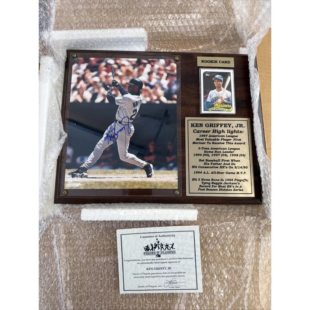 Ken Griffey Jr. Hand-Signed 8x10‎ + Original 1989 Rookie Card – Mariners – COA